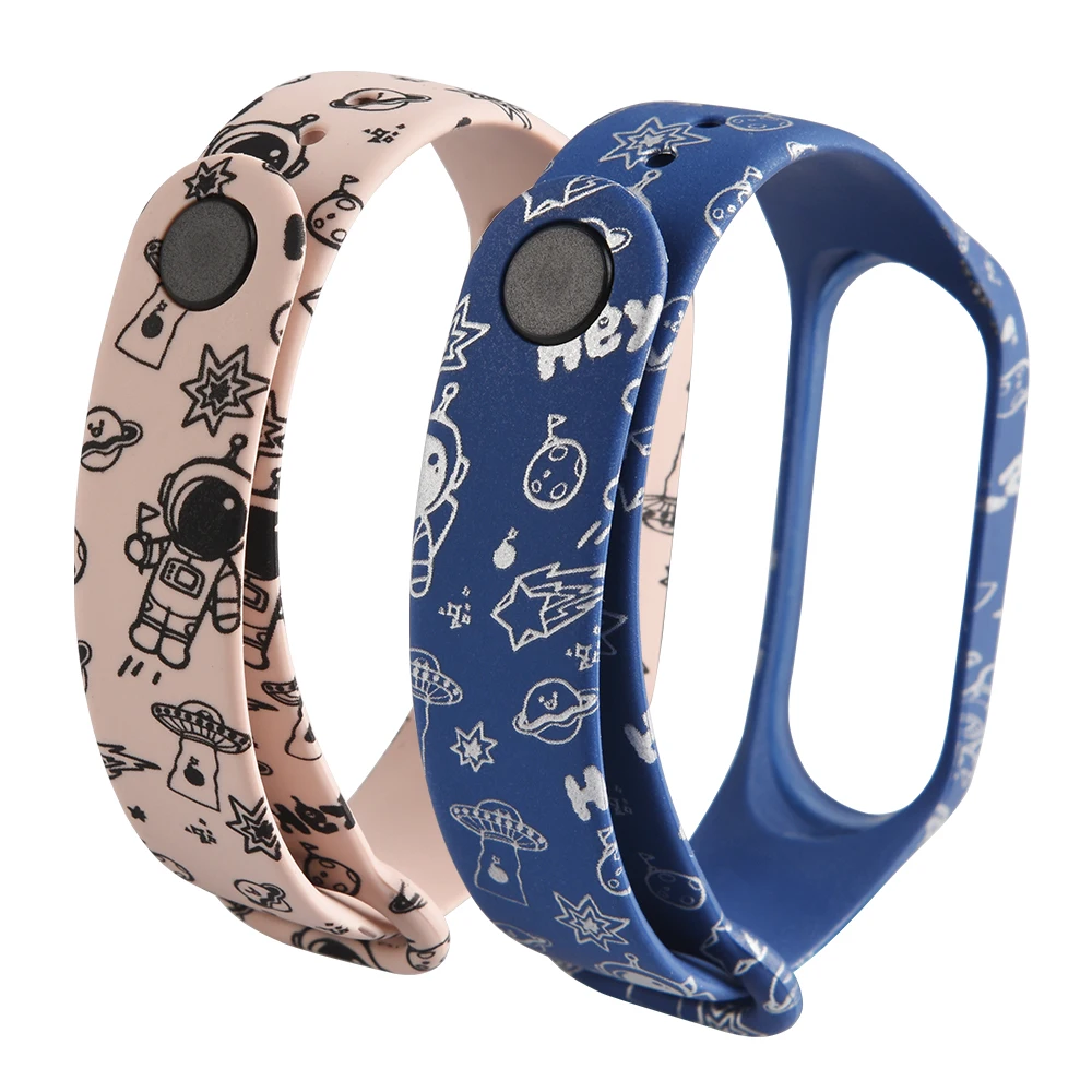 Силиконовый ремешок для Xiaomi Mi band 5 4 мягкий цветной браслет с принтом xiami