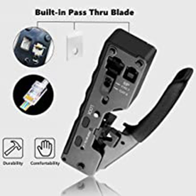 Cat5 Cat6 Cat7 Pass Through Crimper for RJ45 RJ12 RJ11 Network Connectors Modular Plugs Ethernet Cables EZ Crimp Tool | Компьютеры и