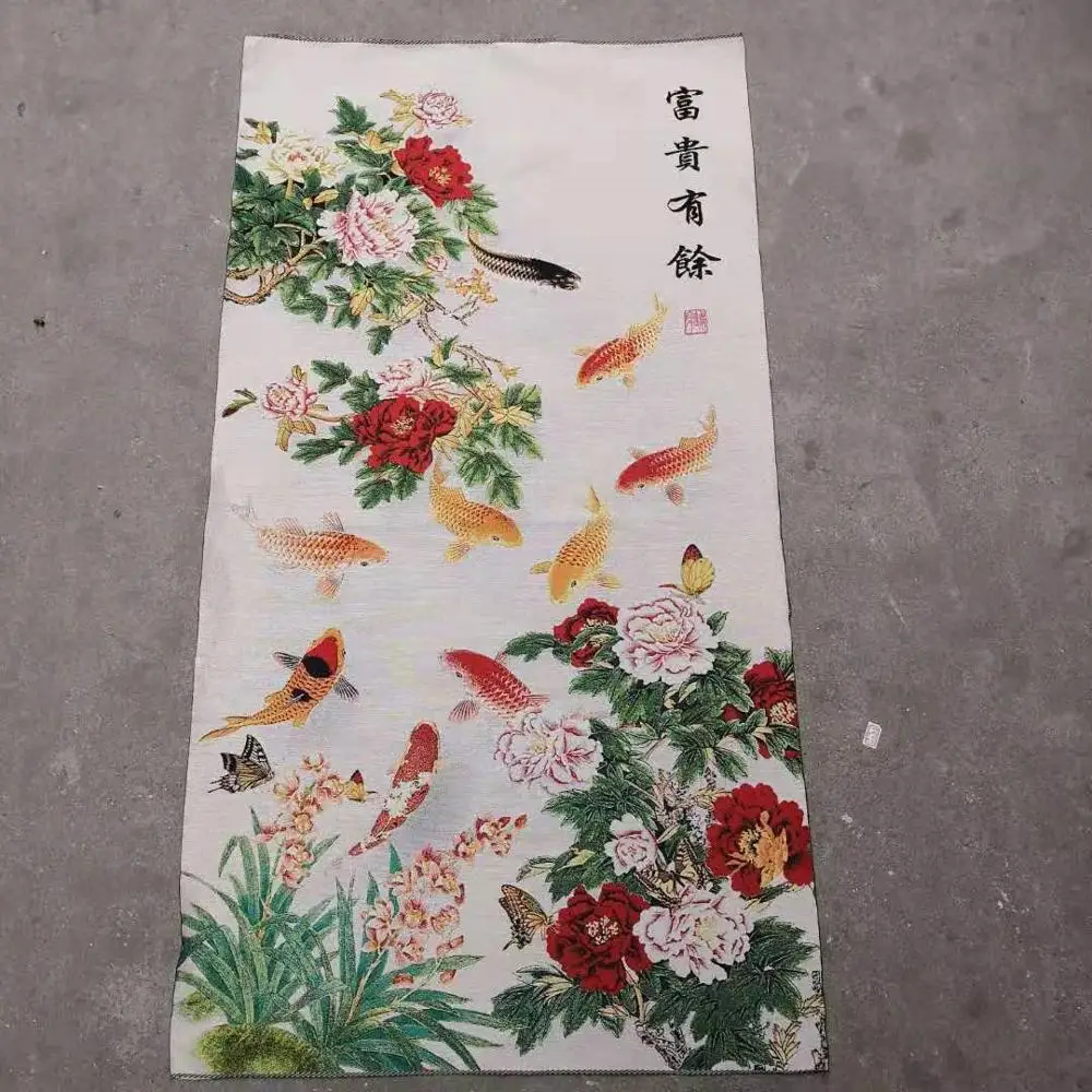 

Rich thangka brocade gold silk cloth embroidery antique crafts