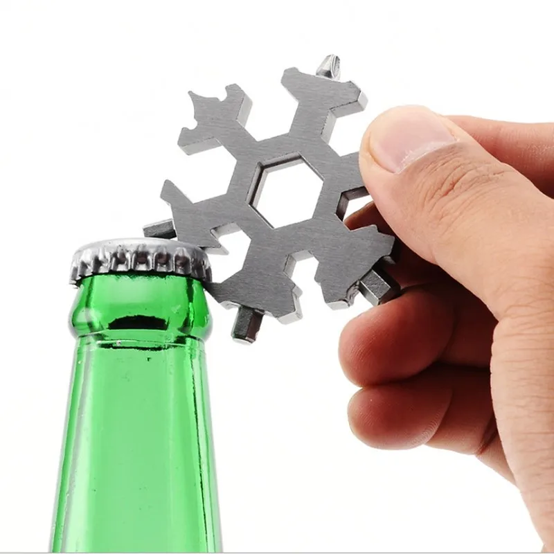 

18-in-1 Stainless Steel Snowflake Multi-Tool Portable Screwdriver Bottle Opener Tool for Outdoor EDC Tools Christmas Gift