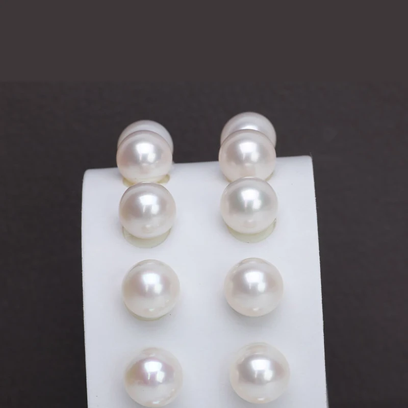 

4A High Luster Half Hole No Hole Freshwater Pearl White Color Natural Fresh water Round Pearl 9mm 10mm for Earring