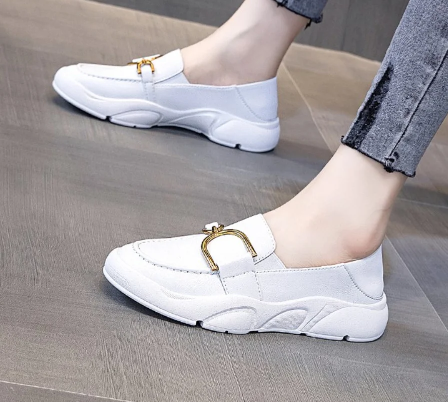 

New Leather Shoes Woman Slip On Women Flats Moccasins Women's Loafers Spring Autumn Fashion Shoe