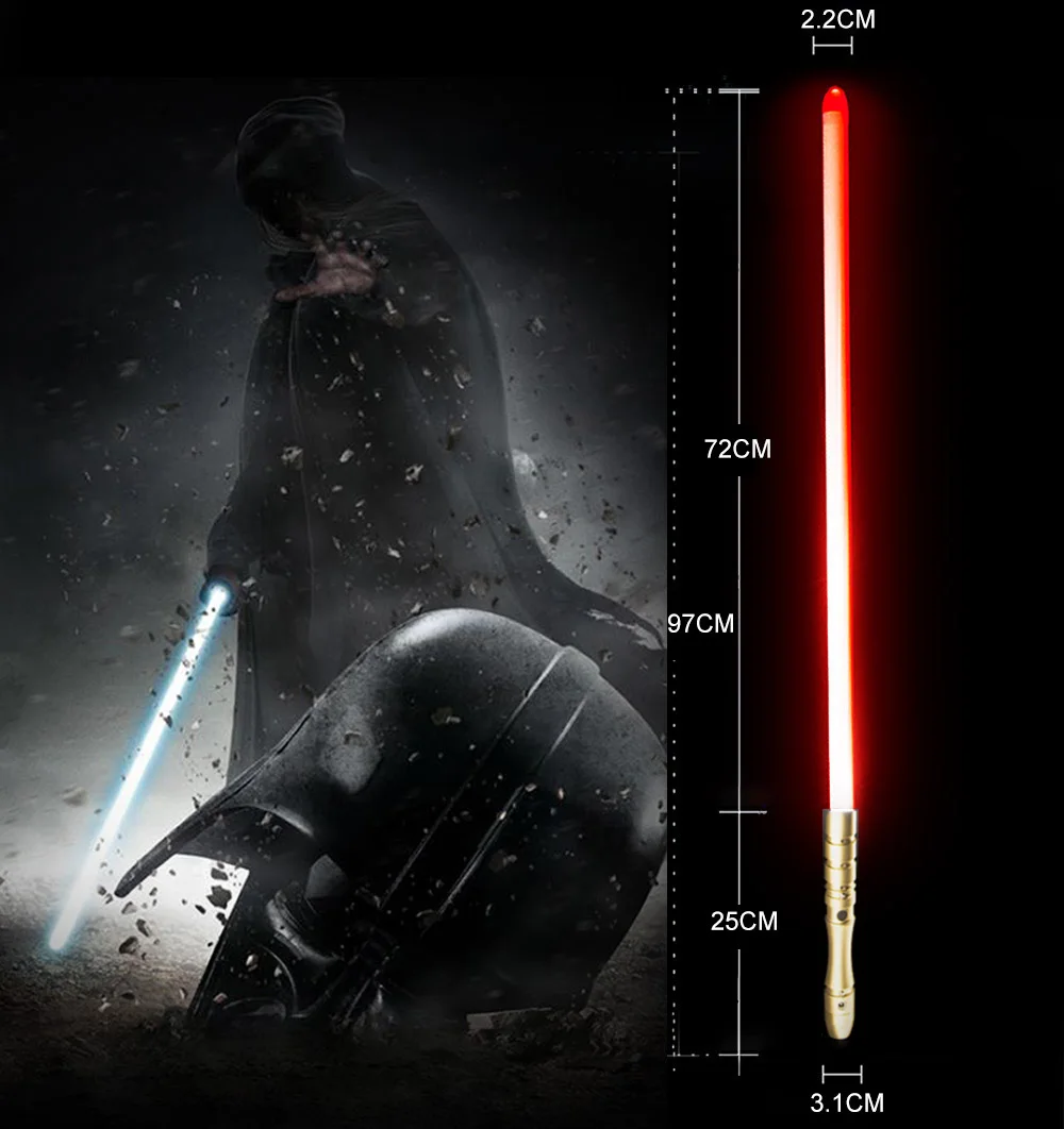 Golden HD red Светильник saber со звуковым сигналом, светильник Jedi Sith Luke, подвесной светильник Saber Force, изменяющий цвет, с металлической ручкой - Цвет: Golden HD red