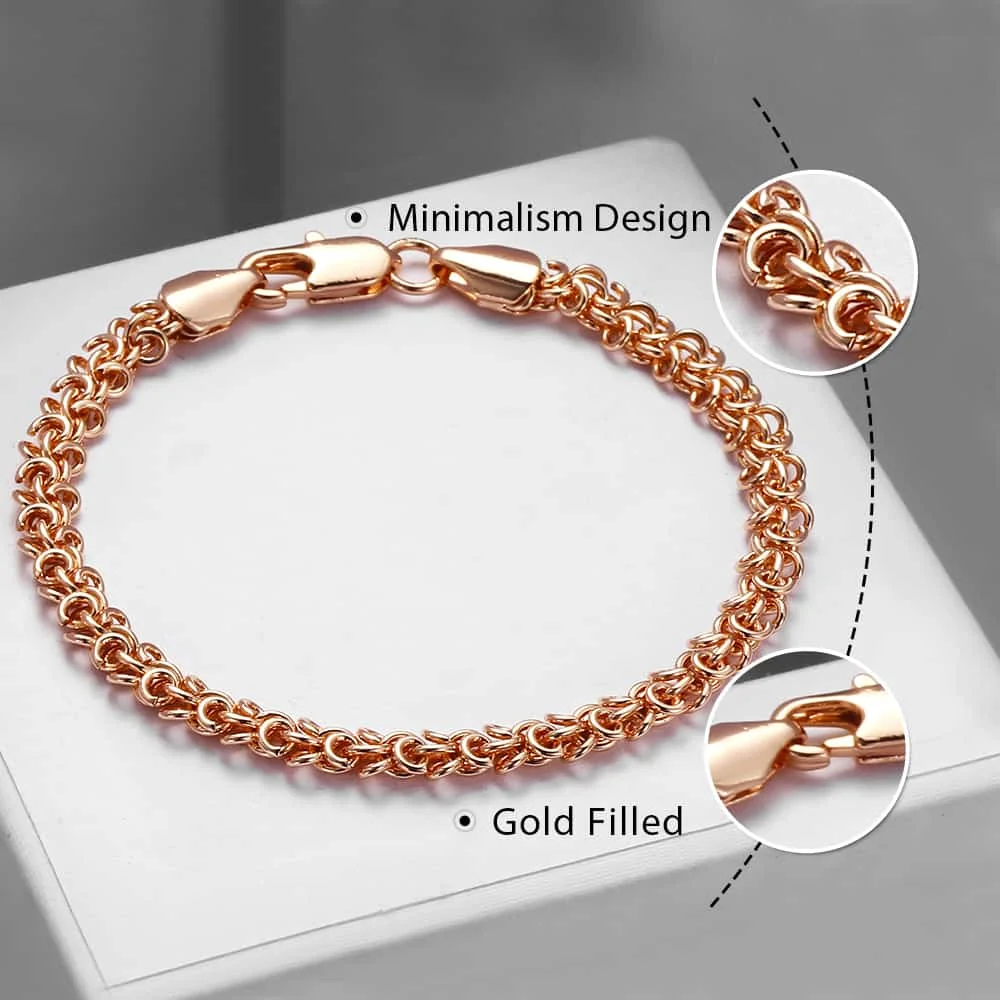 Женский браслет с вихревыми звеньями из розового золота 585 пробы 5 мм 18 см 20 GBM74 |