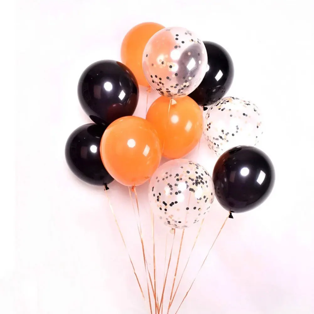 10 шт. воздушный шар &quotКонфетти&quot украшение на Хэллоуин Черные оранжевые