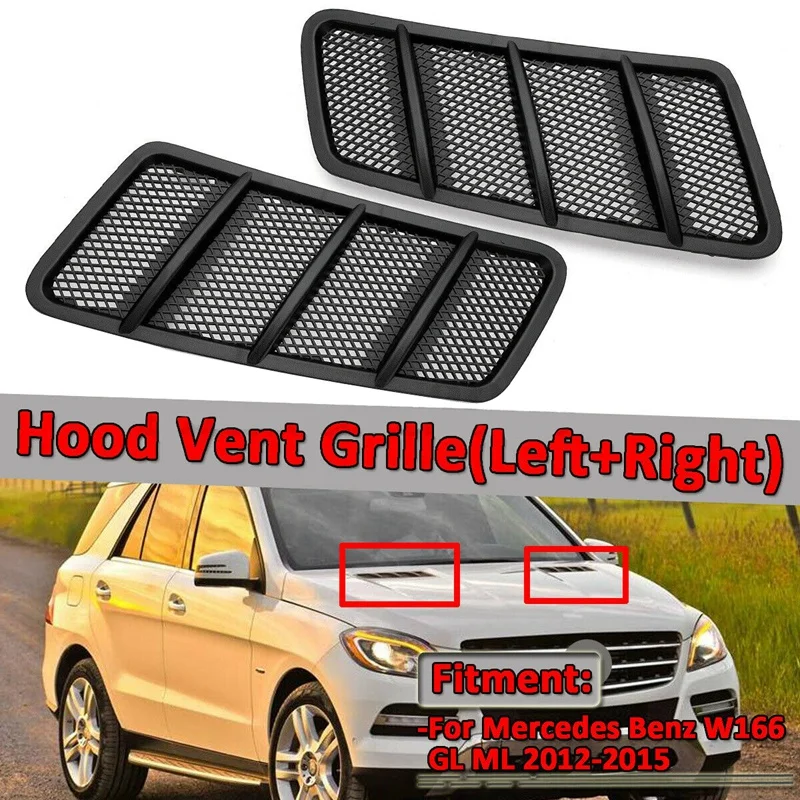 

2X Side Hood Air Vent Grille Cover for Mercedes-Benz W166 ML GL Class 2012-2015 1668800105 1668800205