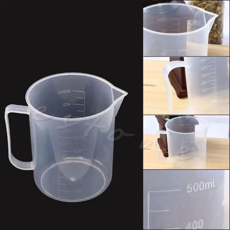 

Kitchen Laboratory Test Tool Plastic Graduated Measuring Beaker Cup 500mL