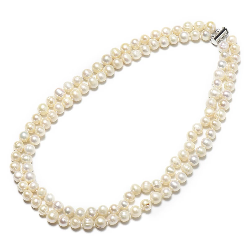 100% ювелирные изделия из жемчуга ожерелье 2 ряда натуральный жемчуг натуральная