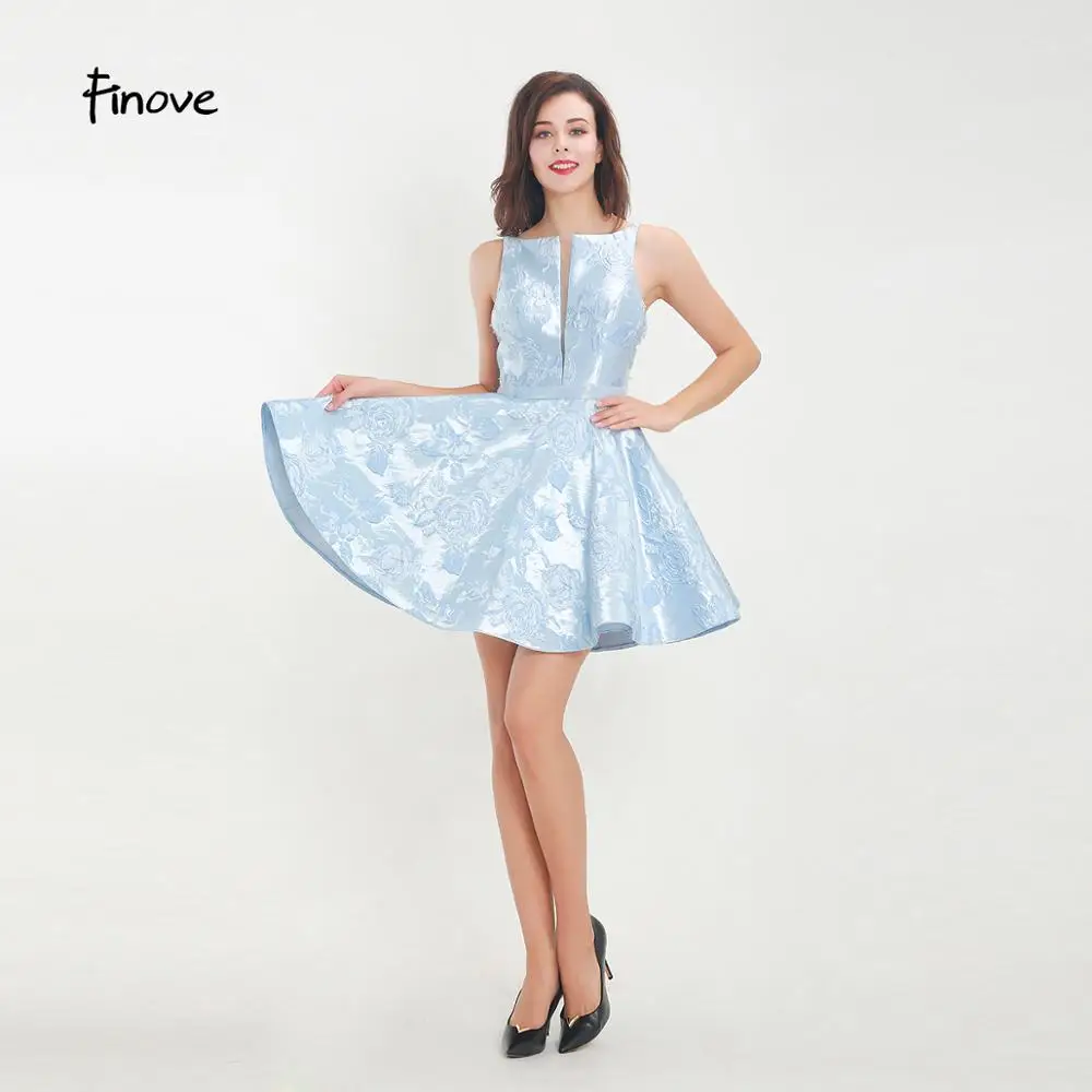 Женское Короткое атласное платье Finove Элегантное синее бальное трапециевидной