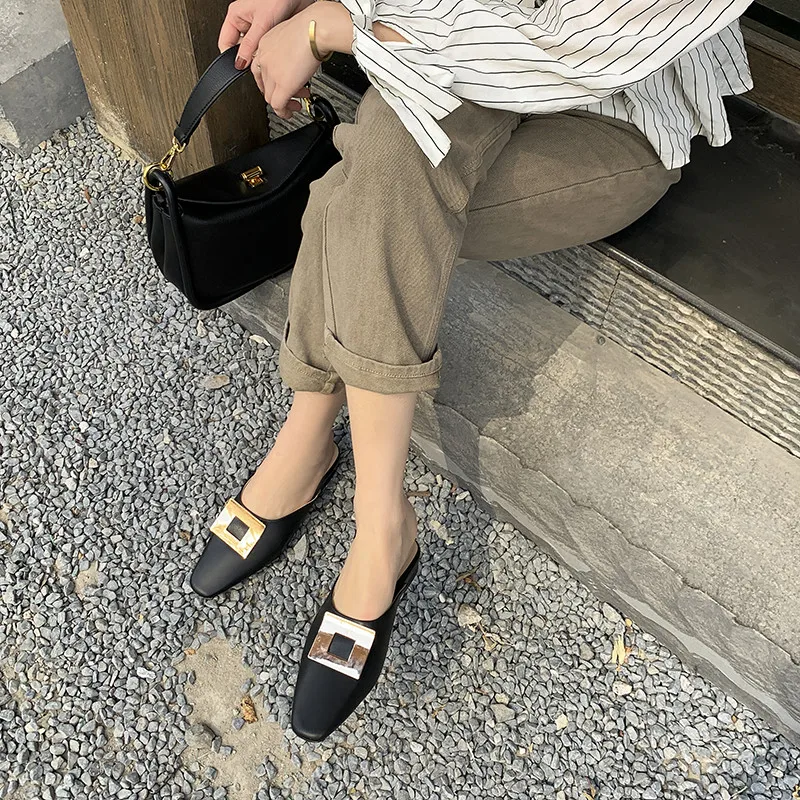 

FEDONAS Metal Decoration Woman Shoes Classic Thick Heels Pumps Slingbacks Genuine Leather Female Casual Office New Shoes Woman
