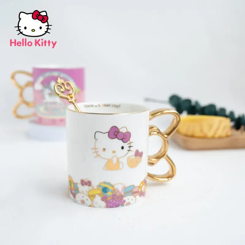

Hello Kitty Fashion Cartoon Cute Gold Ceramic Mug Water Cup Breakfast Cup Milk Cup Collection Cup