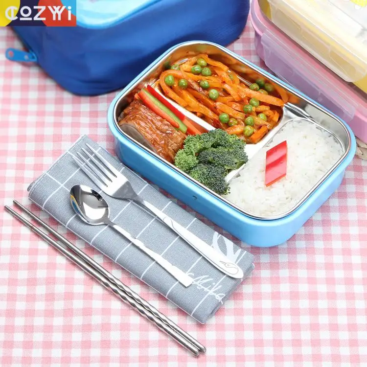Anti-scald Stainless Steel Lunchbox Student Children Compartments Bento Box Portable Handle Design Lunch | Дом и сад