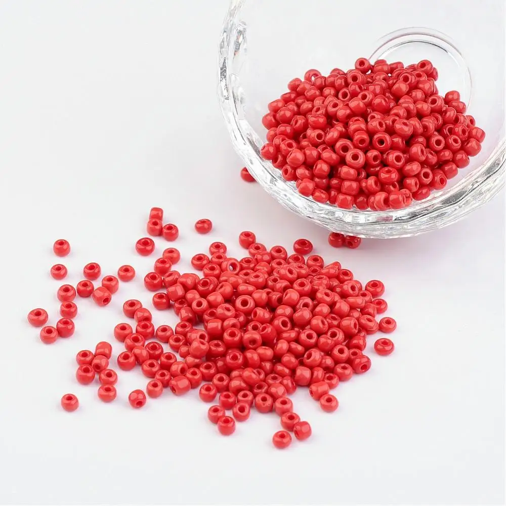 

50 g 8/0 Opaque Colours Round Glass Seed Beads Crimson Size: about 3mm in diameter hole:1mm about 1101pcs/50g
