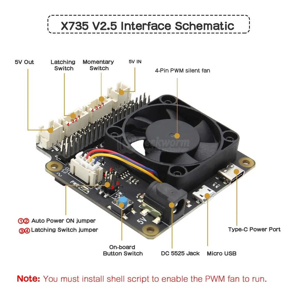 Плата Расширительная Geekworm X862 V2.0 M.2 NGFF SATA SSD с разъемом USB 3 1 поддержка Key-B 2280 для