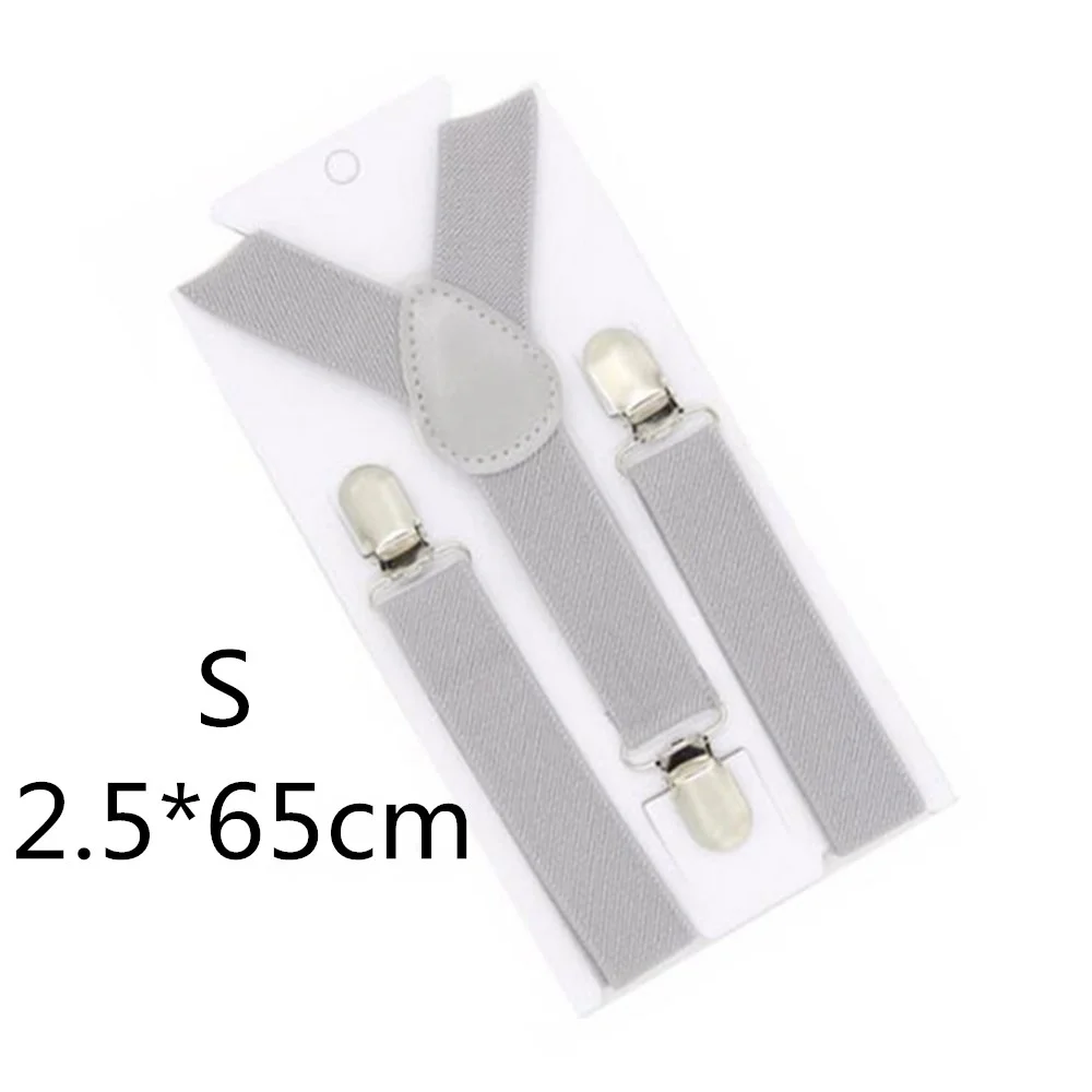 White grey-65cm Однотонные подтяжки унисекс для детей и взрослых, для мужчин, женщин, мальчиков и девочек, эластичные регулируемые детские аксессуары-скобы, 5 размеров, для родителей и детей - Цвет: White grey-65cm