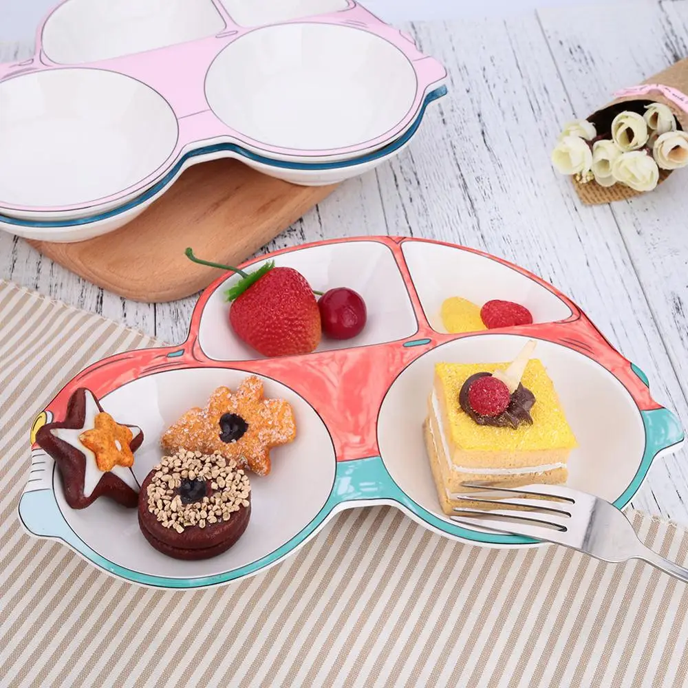Baby Car Shape Ceramic Feeding Plate Children's Cute Creative Household Dinnerware Fruit Snack Breakfast Dinner Plates|Блюдца и