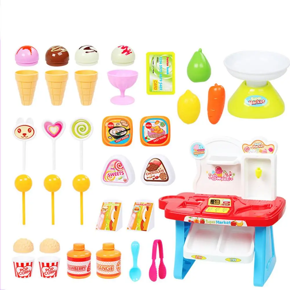 Детская тележка для мороженого Retend Play Supermarket casher корзина покупок настольная игра