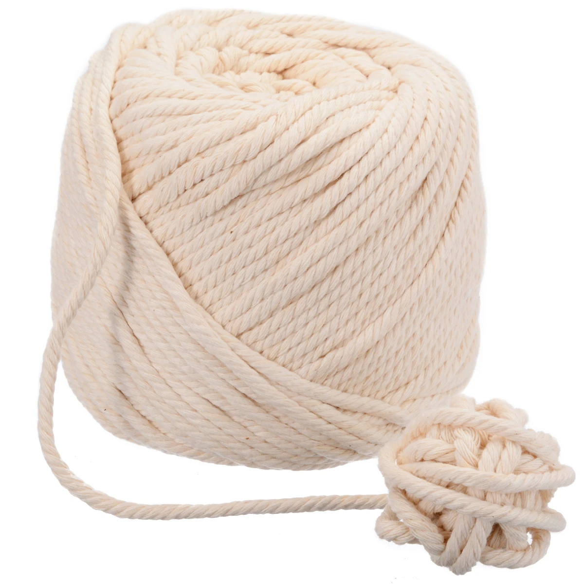 Прочный 4 мм хлопковая веревка макраме натурального бежевого цвета скрученный