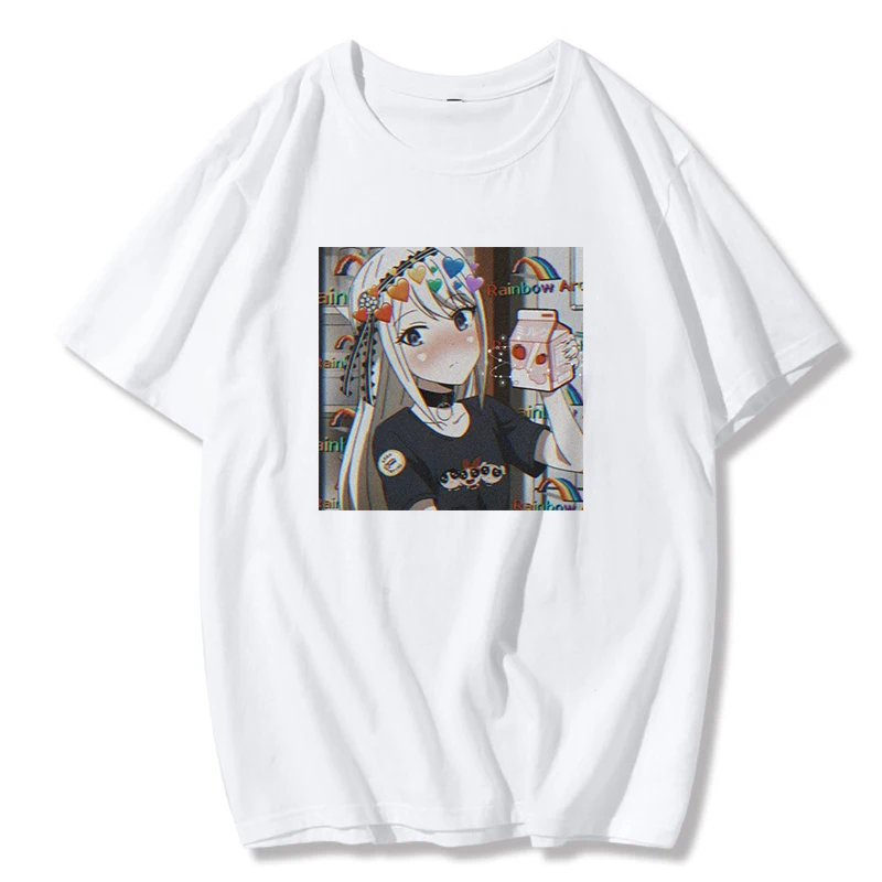 

Kawaii summer women's top chic Japanese cute cartoon printed loose T-shirt ins Harajuku vintage O-collar fashion ulzzang T-shirt