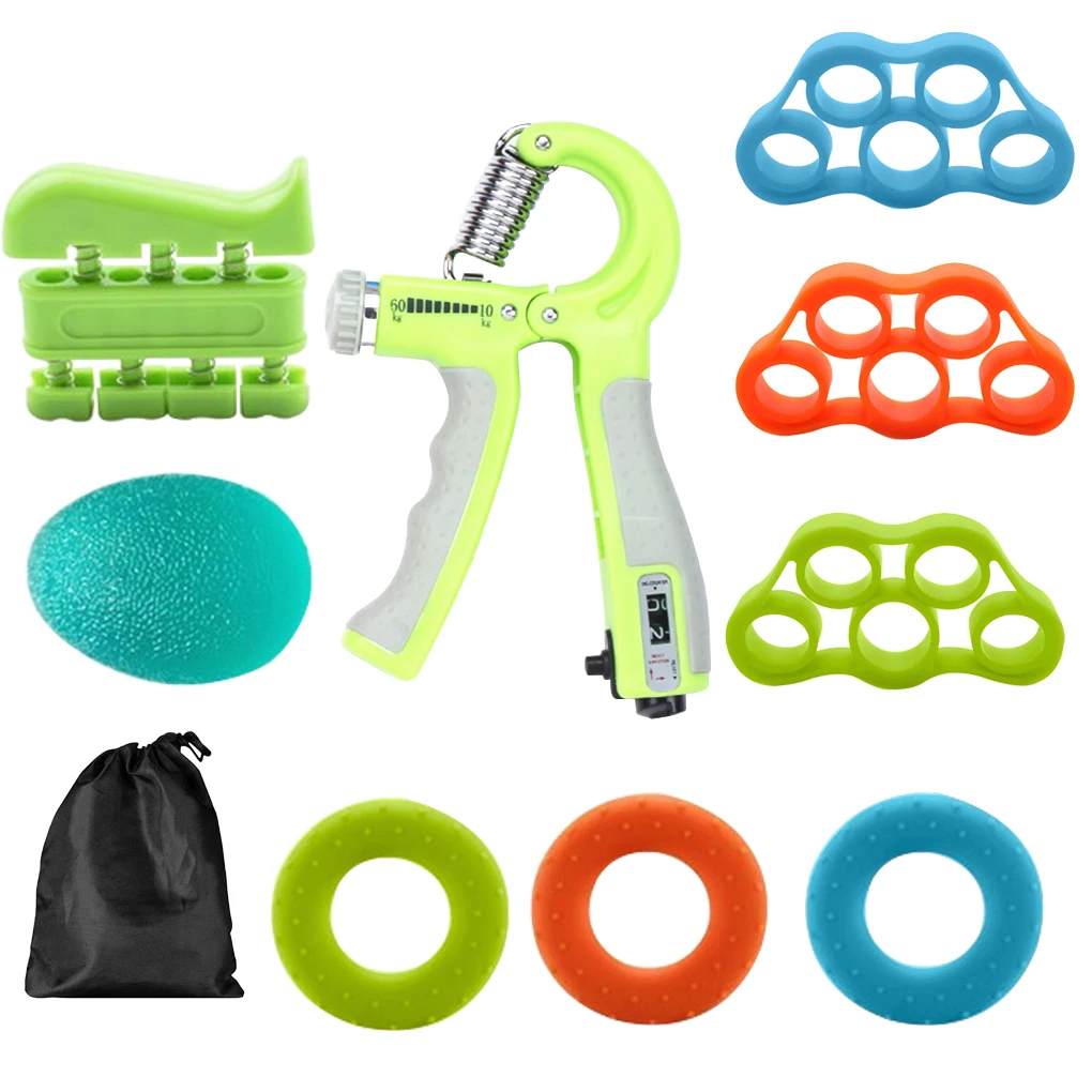 

9pcs/set Hand Power Expander Silicone Hand Trainer Portable Stress Relieve Strengthener Accessory