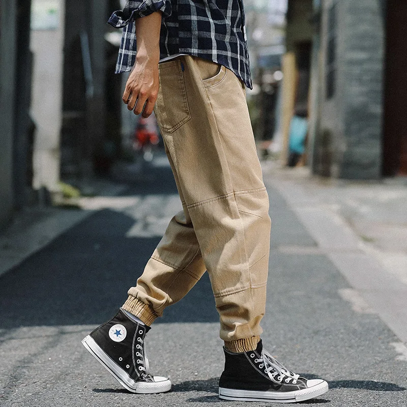 Fashion Streetwear Men Jeans Loose Fit Spliced Designer Denim Cargo Pants Harem Jeans Men Japanese Style Hip Hop Joggers Jeans