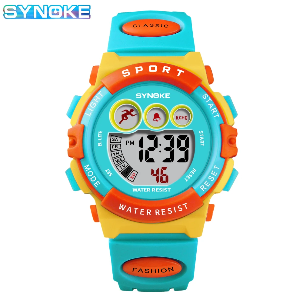 SYNOKE Kids Watches Sports Swimming Waterproof LED Alarm Students Digital Watch Electronic Clock Children Watch For Boys Girls synoke colorful children kids watches 50m waterproof watches electronic clock alarm digital watch for boys girls relojes