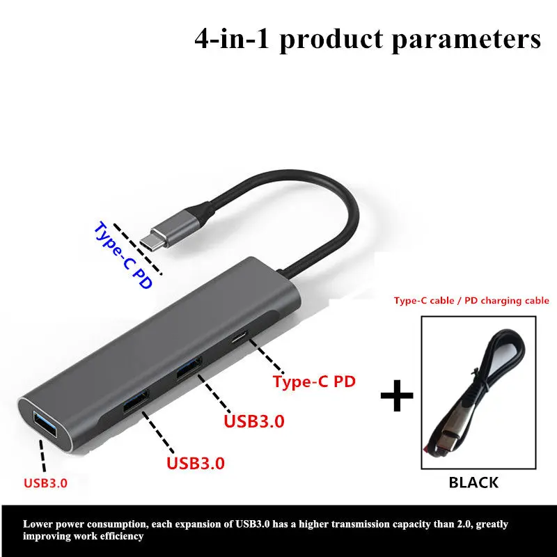 Type C PD Быстрая зарядка USB C концентратор для нескольких USB 3,0 HDMI док-станция адаптер для смартфонов Macbook Pro Аксессуары USB-C USB C концентратор - Color: Gray PDB line