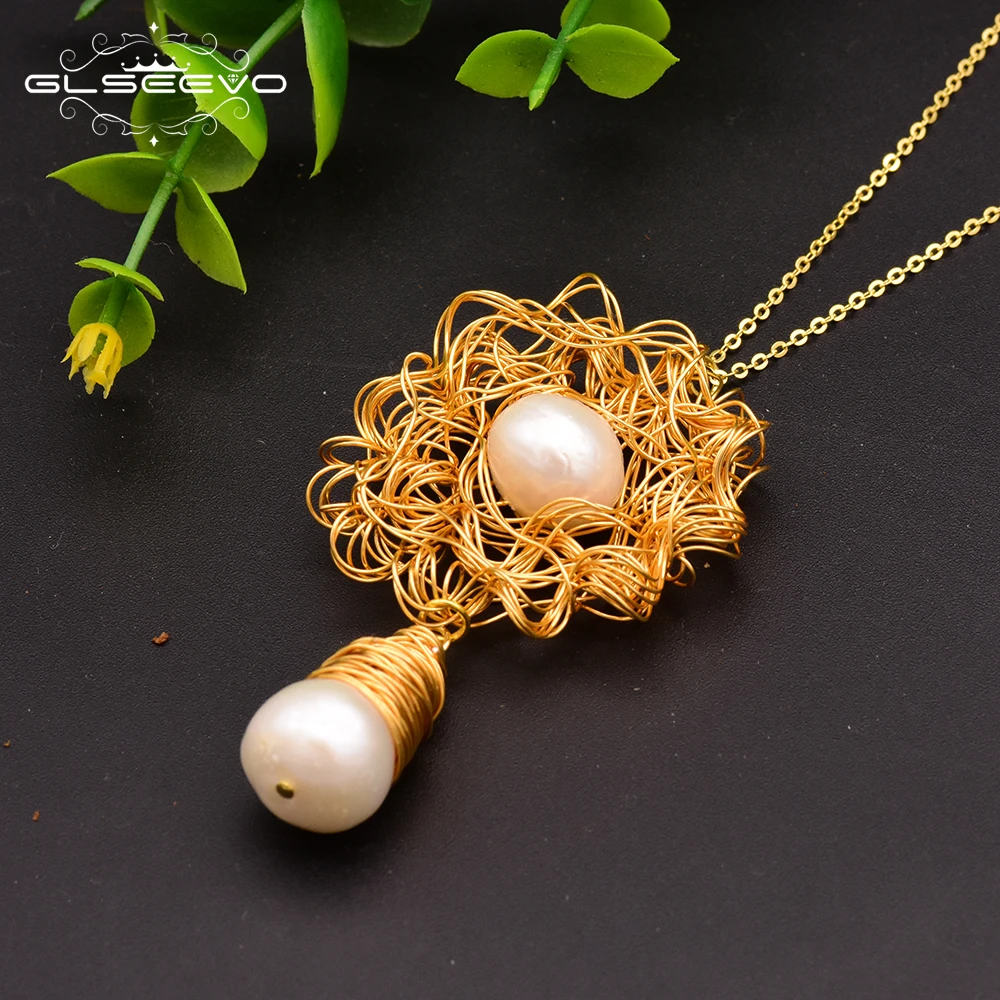 GLSEEVO ручной работы натуральный пресноводный жемчуг цветок кулон ожерелье Бохо