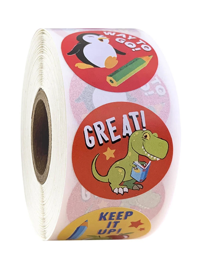

500Pcs Cute Reward Stickers Animals Motivational Stickers Roll for Kids for School Teachers Reward Students Stickers Labels