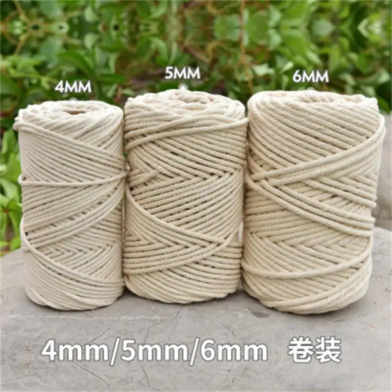 Cuerda trenzada de macramé para el hogar, cordón de algodón de 3mm, 4mm, 5mm, 6mm, accesorios de boda hechos a mano, color Beige Natural