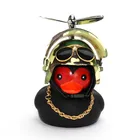 Камуфляжный шлем, черная утка, автомобильные аксессуары, интерьер, сломанный ветер, маленькая черная утка, автомобильное украшение, украшение для велосипеда, велосипеда, подарок