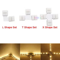 5set l t x shape 2pin 3pin 4pin 5pin 6pin led connector for connecting corner right angle 5050 smd rgb rgbw 3528 2812 led strip