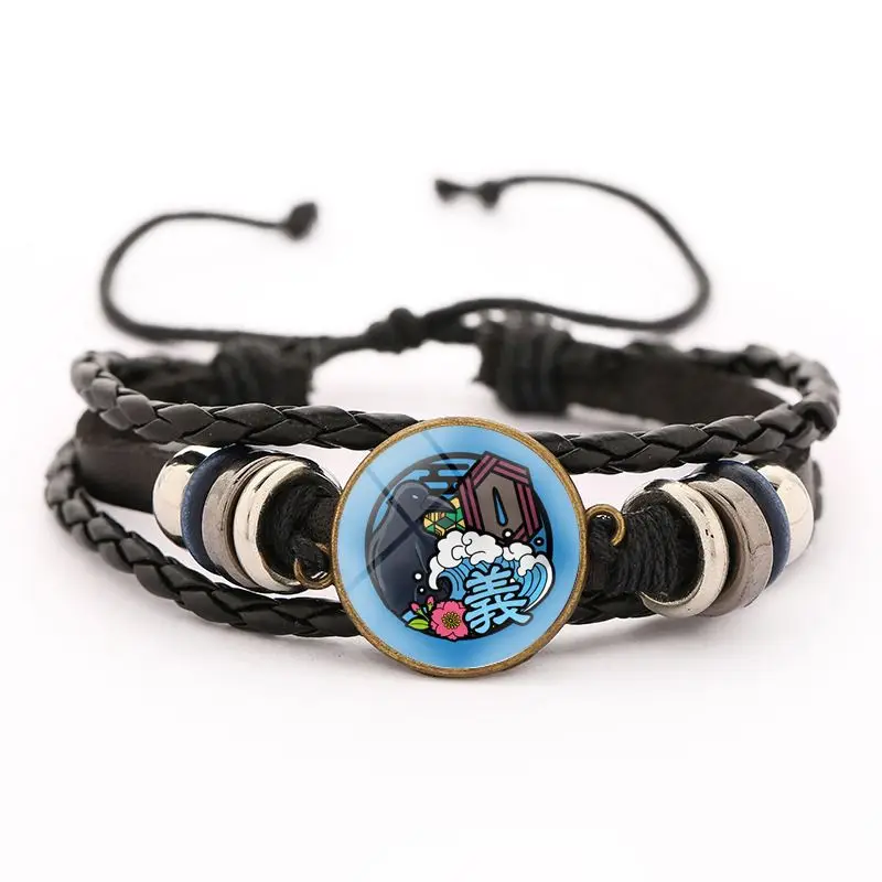 

Black Retro Leather Bracelet Simple Bracelet for Men Anime Cartoon Characters Bracelets Pulseras Para Parejas Cute Jewelry A