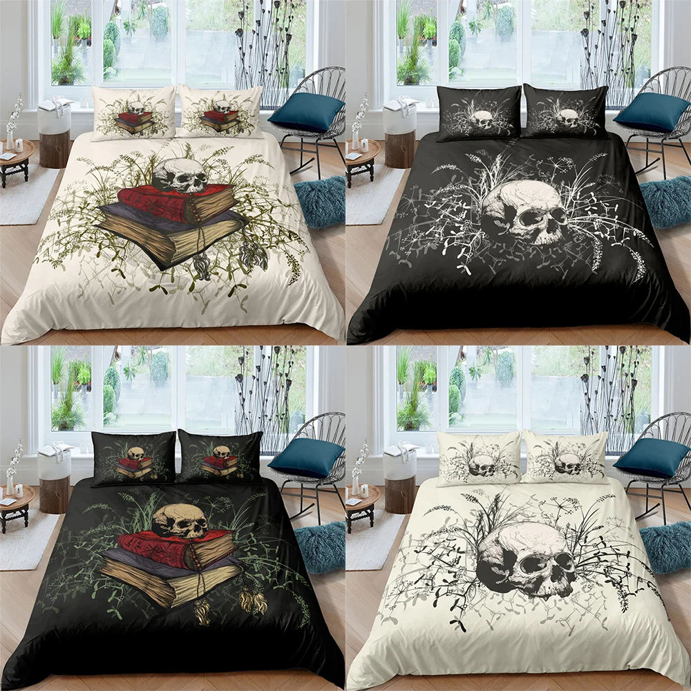 2/3 шт. Комплект постельного белья с принтом черепа | Дом и сад