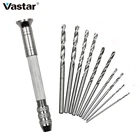 Набор ручных сверл Vastar, комплект из 11 алюминиевых насадок 1-3 мм, для ручной обработки ювелирных изделий, работ по дереву