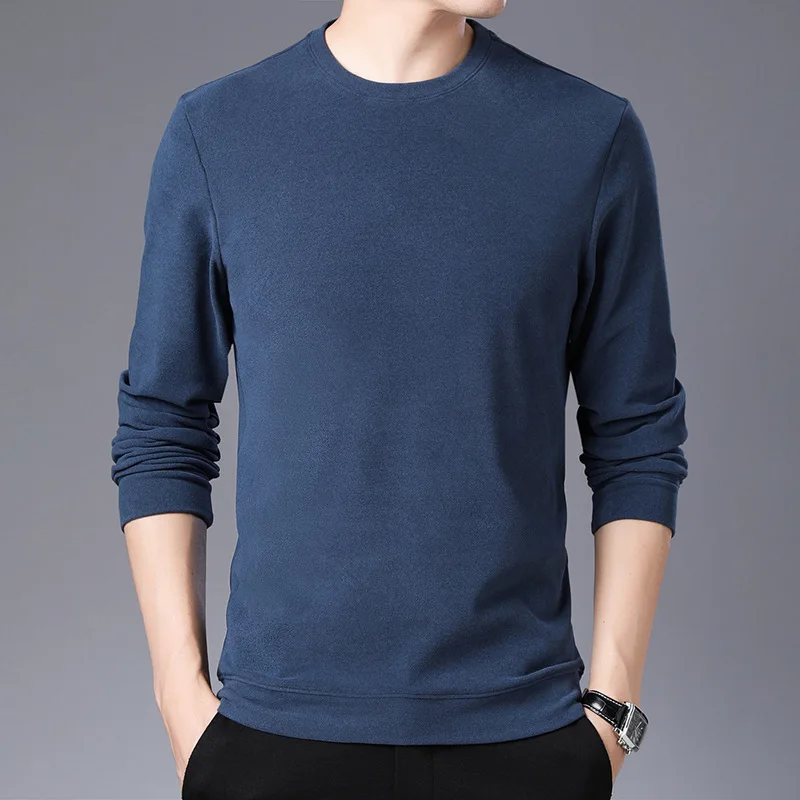 Осенняя синяя двухсторонняя футболка большого размера Мужская теплая