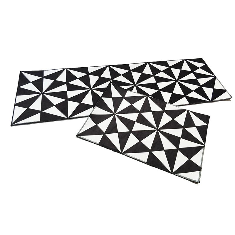 

Area Rugs Durable 1PCS Black White Durable Floor Mats Home Entrance Doormat Geometric Pattern Bath Carpet Kitchen Mat