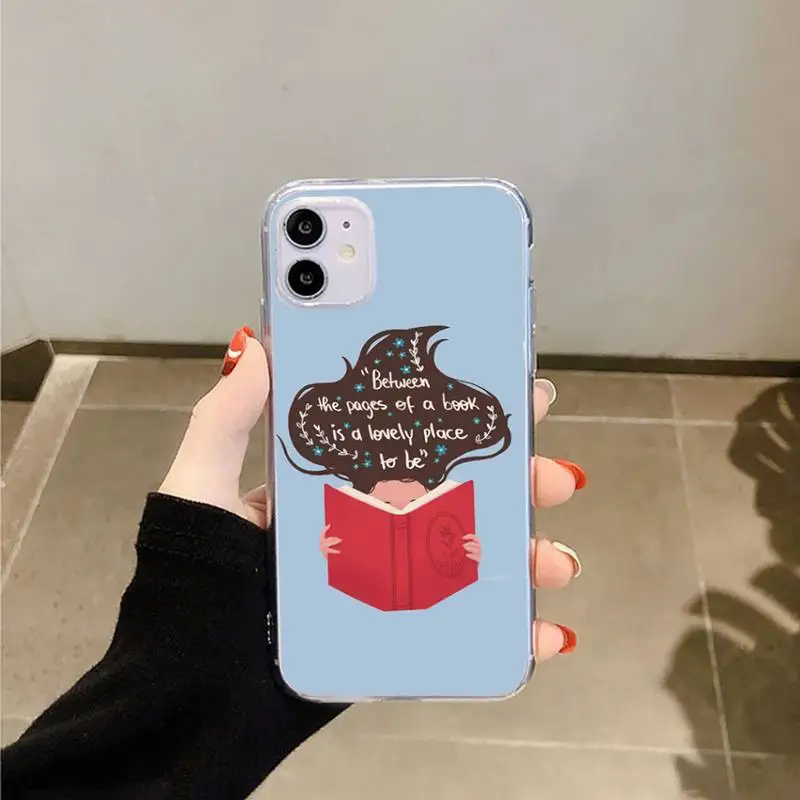 

Books Pile Library Reading Phone Cases Transparent for iPhone 6 7 8 11 12 s mini pro X XS XR MAX Plus