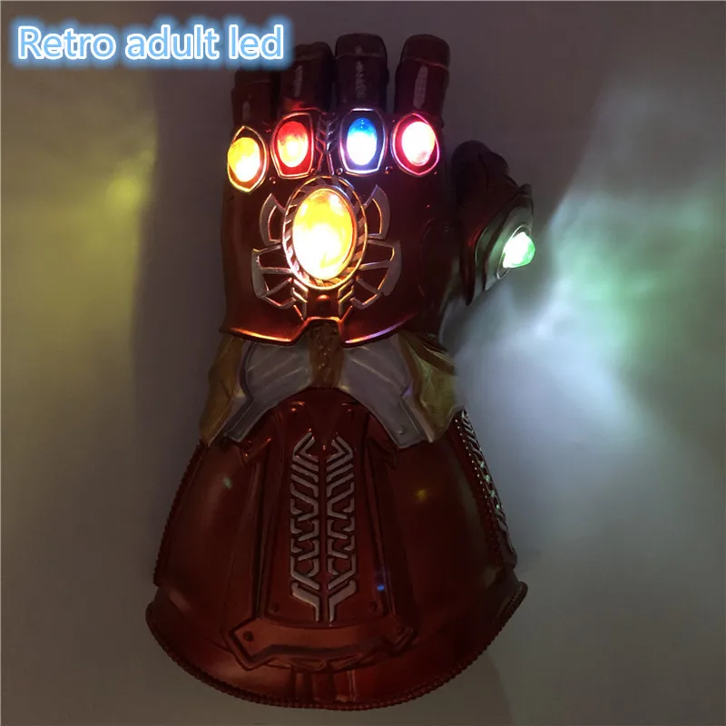 Retro adult led 1: 1 светодиодный светильник Thanos Gauntlet Военные перчатки косплей Хэллоуин костюм реквизит Endgame 4 Quantum - Цвет: Retro adult led