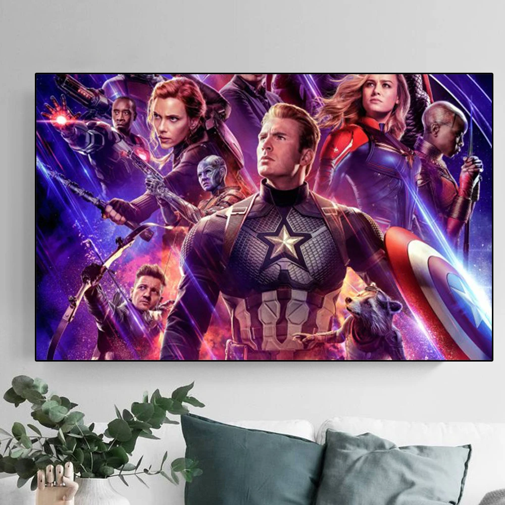 

Marvel Anime Avengers Poster Superhero Captain America Spider-Man Iron Man Hulk Canvas Painting Wall Art Prints Home Decor Gift