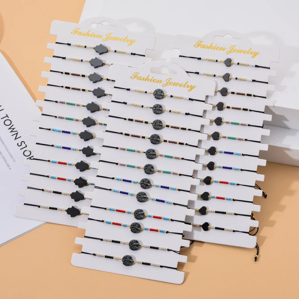 Женский и детский плетеный браслет Fatima регулируемый с бусинами из богемского