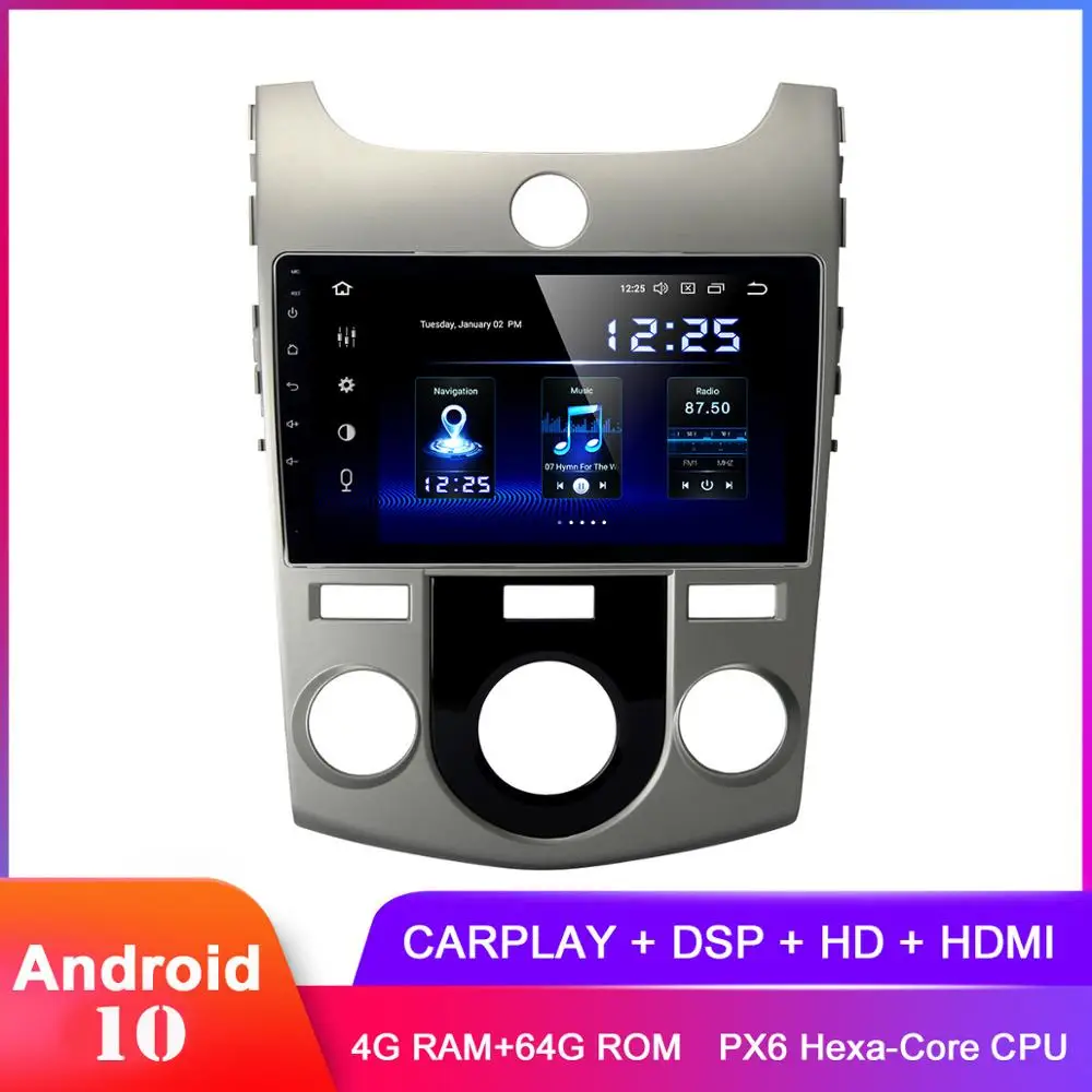 Автомагнитола 9 дюймов IPS дисплей Android 10 GPS для Kia Forte Cerato 2009 2010 2011 2012 Carplay In Dash DSP