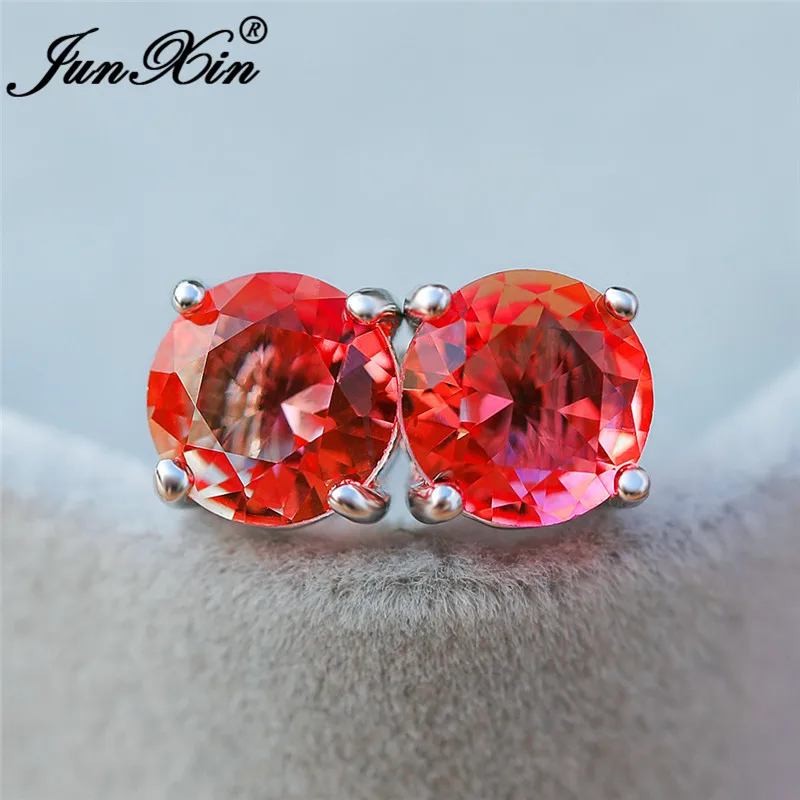 Милые круглые серьги для девочек с радужными кристаллами женщин серебряный цвет