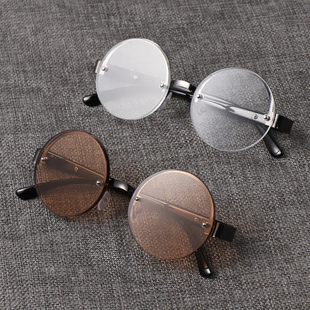 1 шт. модные унисекс круглые полуоправы очки для чтения твердые металлические