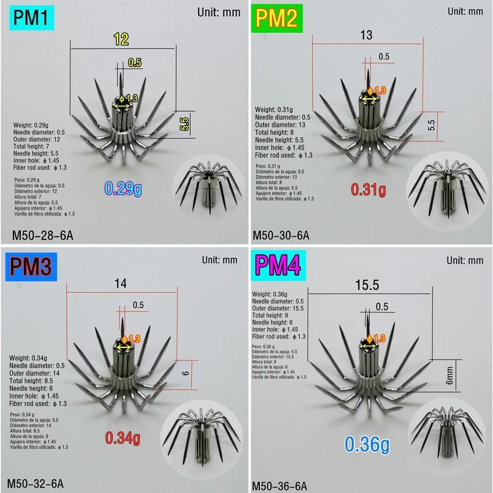 

PM Squid hook 50pcs 100pcs 200pcs High quality Stainless steel Calamari bait accessories Spider fishhook Sea fishing Jigs tools