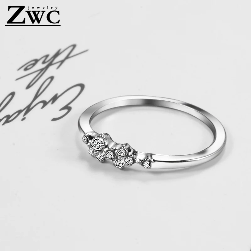 

ZWC Fashion Personality Charm Crystal Metal Rings For Women Girl Wedding Party Luxury Zircon Rings Jewelry Wholesale Gift