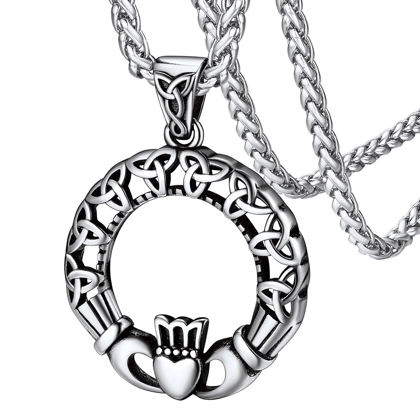 

ChainsPro Traditional Irish Jewelry Claddagh Pendant Necklace for Women Men Stainless Steel/18K Gold Plated Love Jewelry CP559