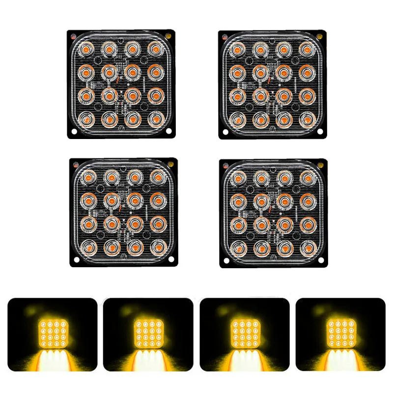 

4 шт. 16LED проблесковый маячок 12V-24V мигающий светильник маркер мерцающий светильник s fso вспышка квадратный Аварийный Грузовик светильник s ст...