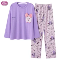 disney design cotton pajamas set women autumn long sleeve winnie the pooh tigger pijama sleepwear purple pyjamas nightwear set
