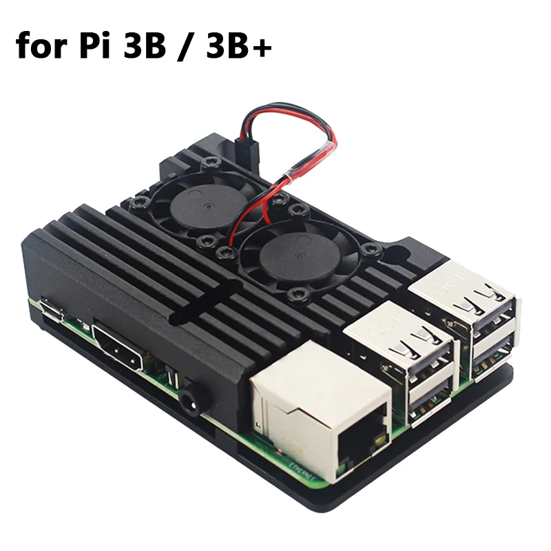 Raspberry Pi 4 Алюминиевый металлический чехол Raspberry Pi 3 Алюминиевый Чехол Коробка с двойным вентилятором теплоотвод для Raspberry Pi 4 3 Модель B 3B Plus